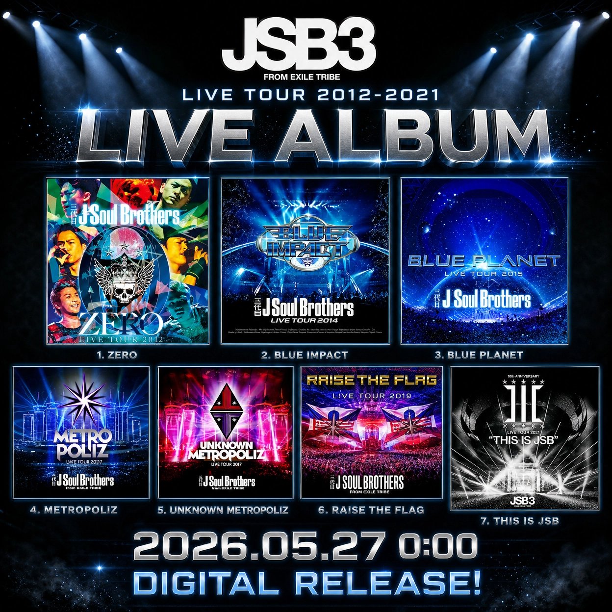 三代目J SOUL BROTHERS 2012-2021 LIVE ALBUM 5月27日一斉配信|過去7作品・15周年記念リリース完全ガイド2026