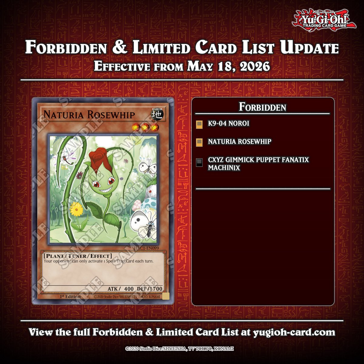 遊戯王TCG海外版禁止制限5/18改訂｜咒禁止・埋葬復活の全容