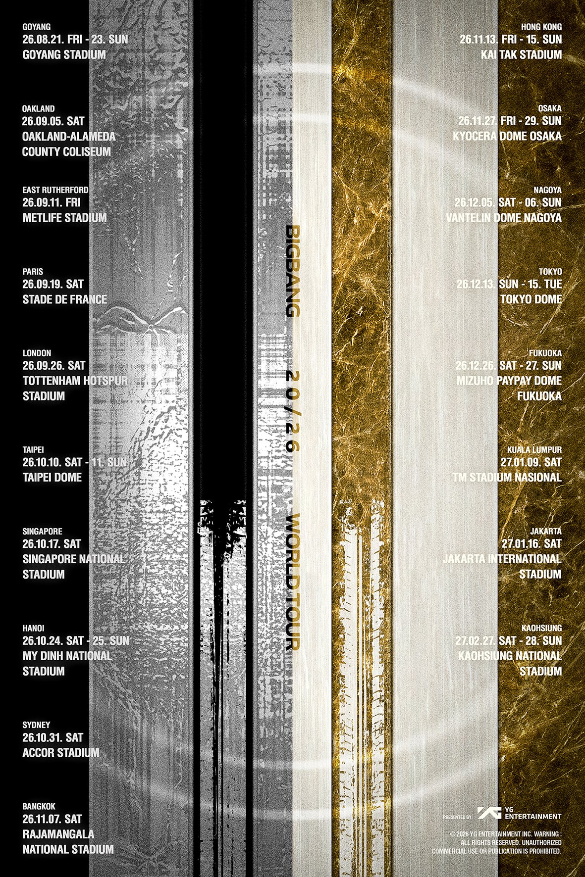 BIGBANG 2026-2027 WORLD TOUR グローバル日程