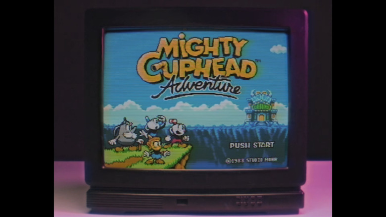 Mighty Cuphead Adventure 8ビット風のゲーム画面
