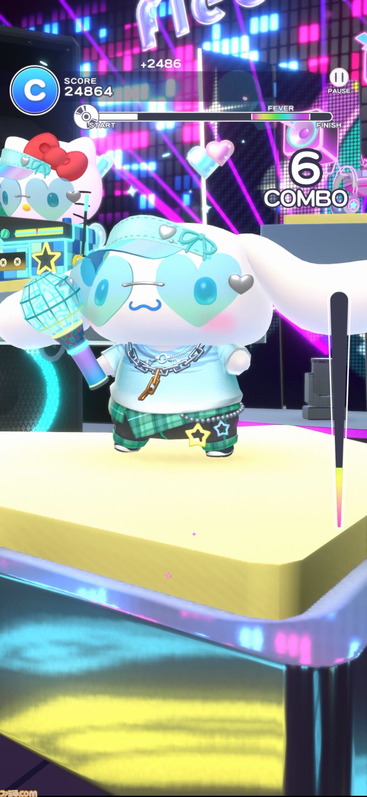 サンリオカワイイミライブ！ パフォーマンスモードのダンス演出画面
