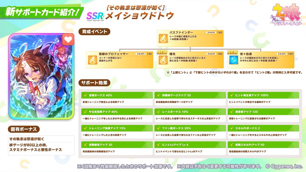 ウマ娘 新SSRサポートカード その執念は怒濤が如く メイショウドトウ