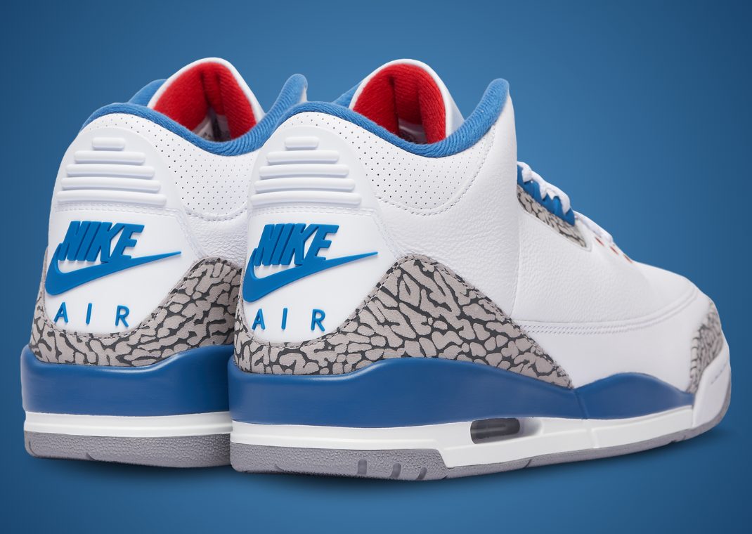 Air Jordan 3 True Blue 2026 detailed close-up of elephant print
