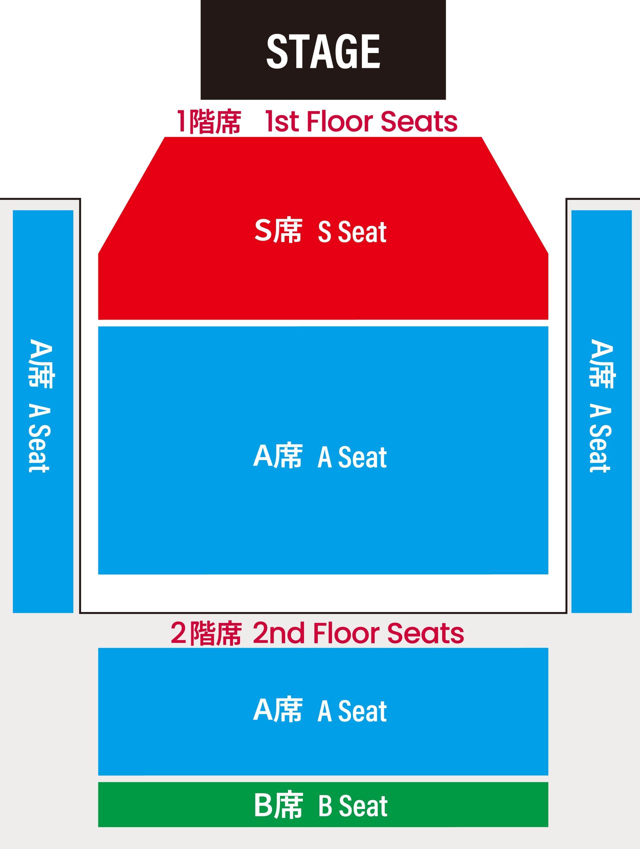ASIAN KUNG-FU GENERATION 30周年ホールツアーの座席種別図解(S席A席B席)