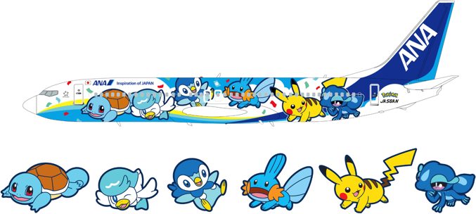 ANA特別塗装機ポケモンジェット青のデザイン