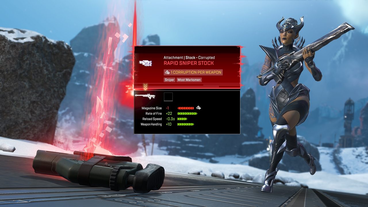 Apex LegendsシーズンMarkedの新アタッチメントCorrupted Attachmentsの効果画面
