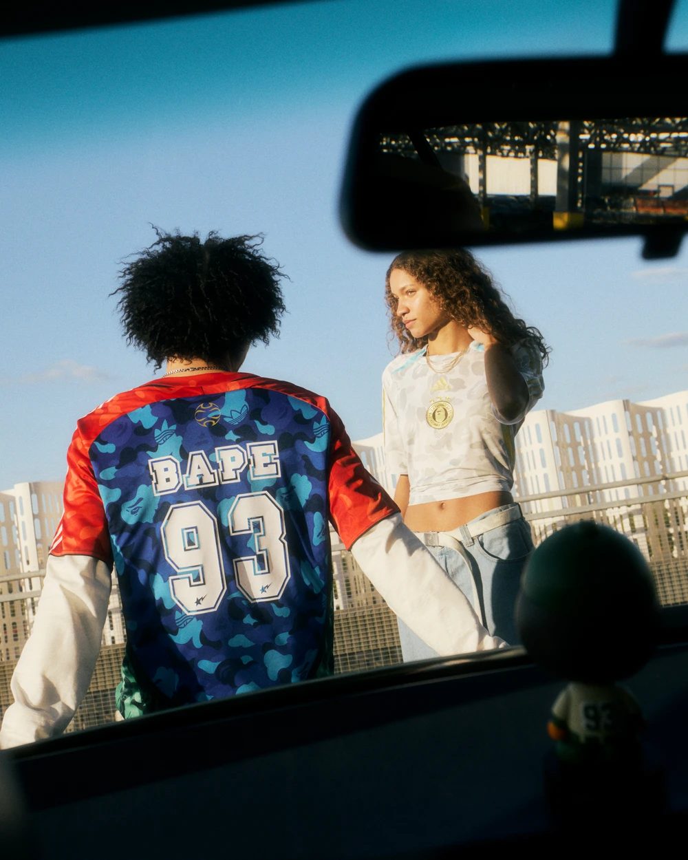 BAPE x adidas Away jersey back design with 93 and 2W0G2M6 graphics