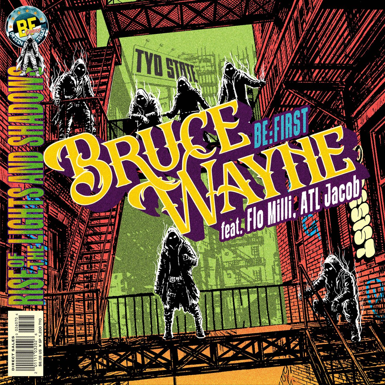BE:FIRST「BRUCE WAYNE feat. Flo Milli, ATL Jacob」のアメコミ風ジャケットアート