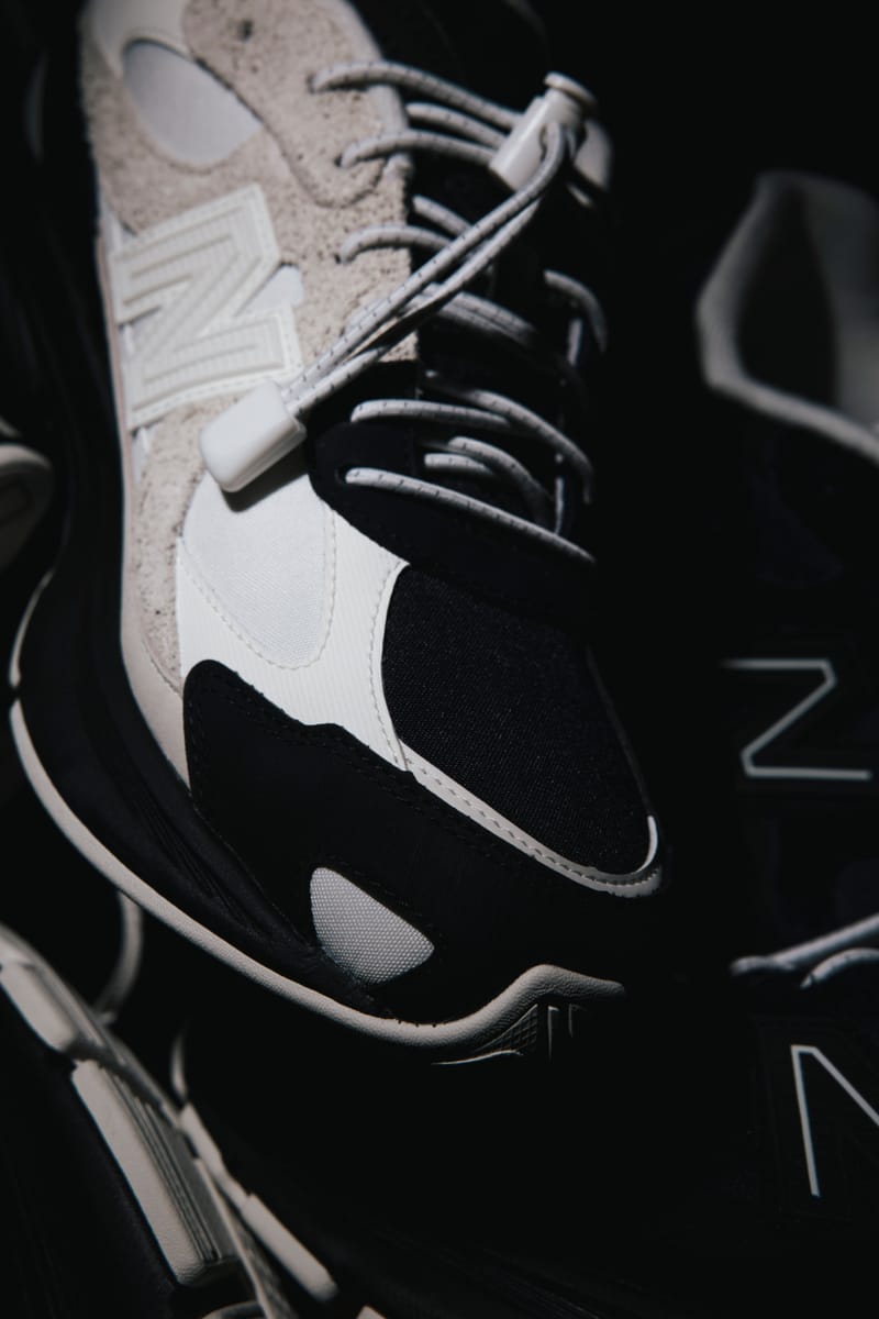 Suede and mesh layering around the toe