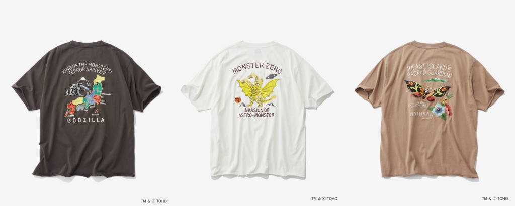 ゴジラ×niko and...コラボのプリントTシャツ全11色のうち3色