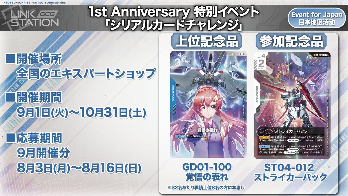 ガンダムカードゲーム シリアルカードチャレンジ 開催概要
