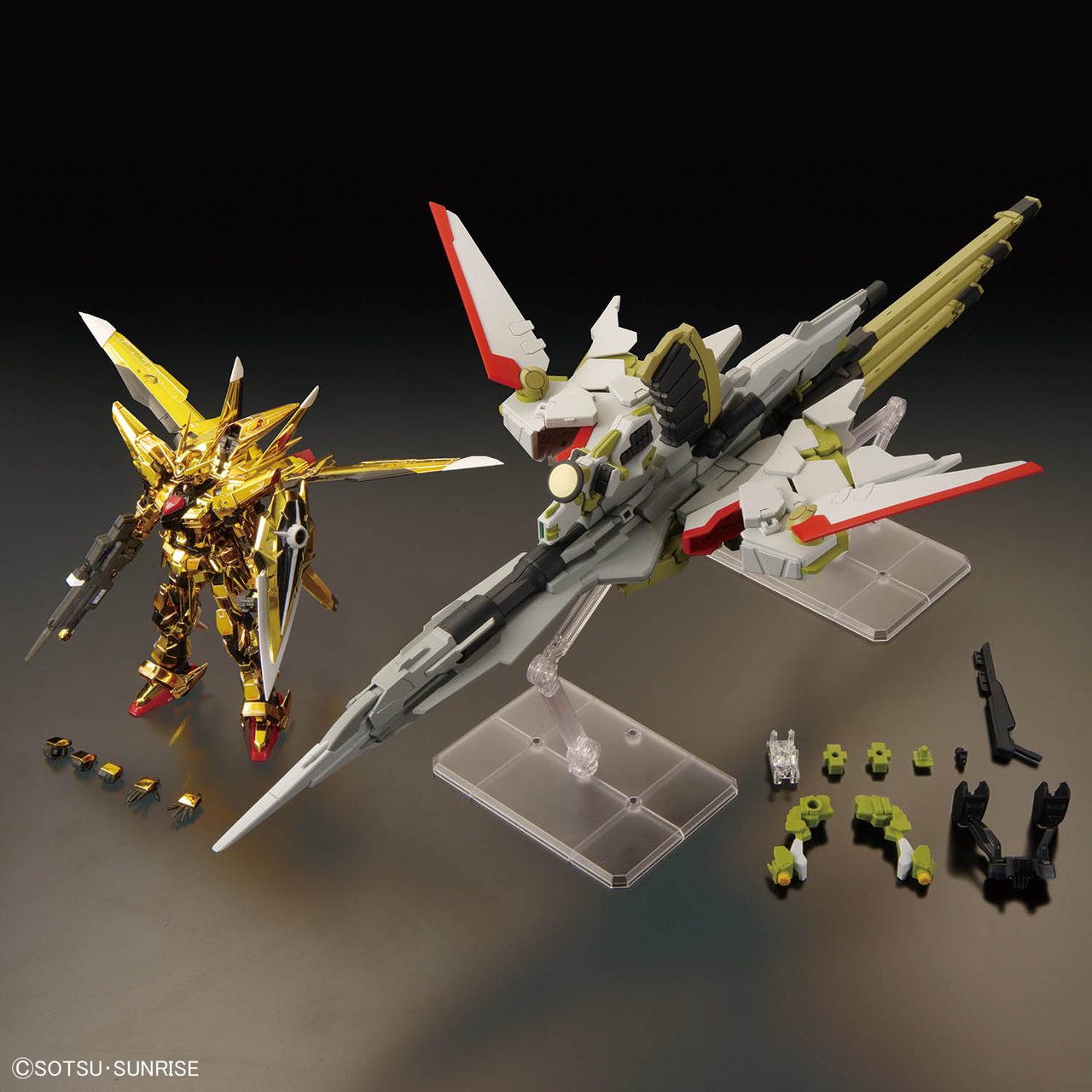 RGアカツキガンダムとHGゼウスシルエット、カスタムジョイントパーツの構成パーツ一覧