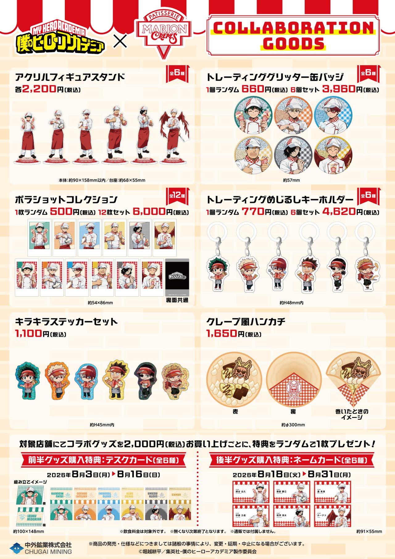 僕のヒーローアカデミア×マリオンクレープ コラボグッズ全ラインナップと価格一覧