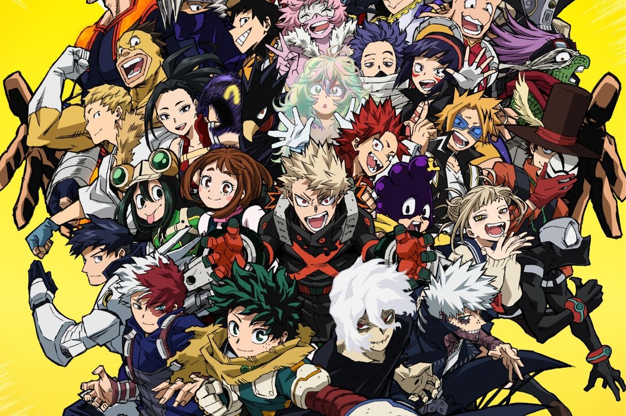 僕のヒーローアカデミア10周年記念展のキャラクター集合キービジュアル