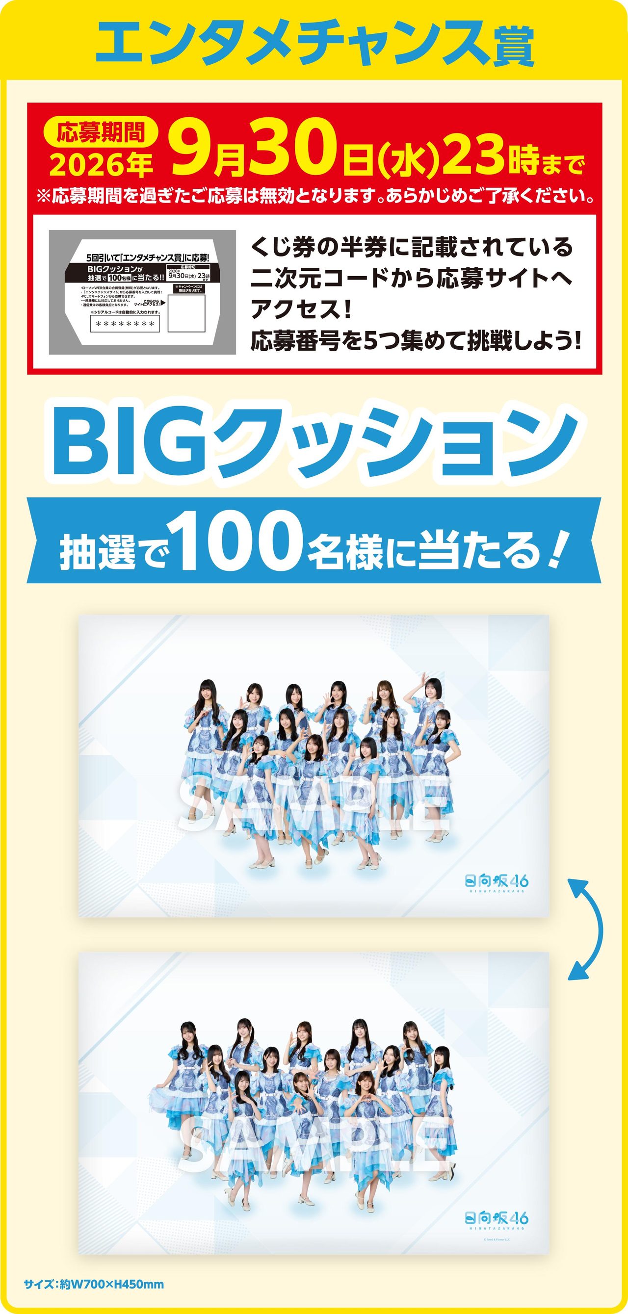 日向坂46くじ エンタメチャンス賞 BIGクッション