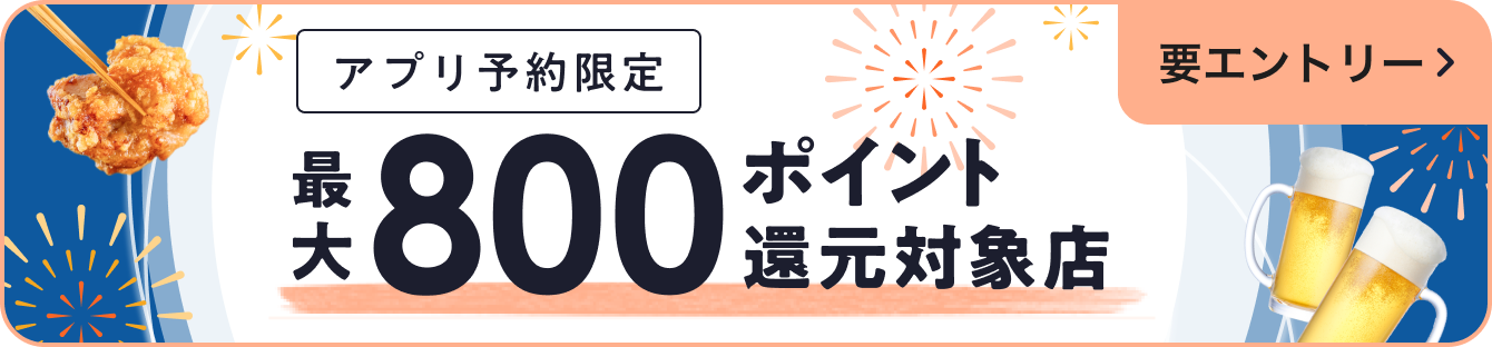 最大800ポイント還元対象店のバナー ホットペッパーグルメ