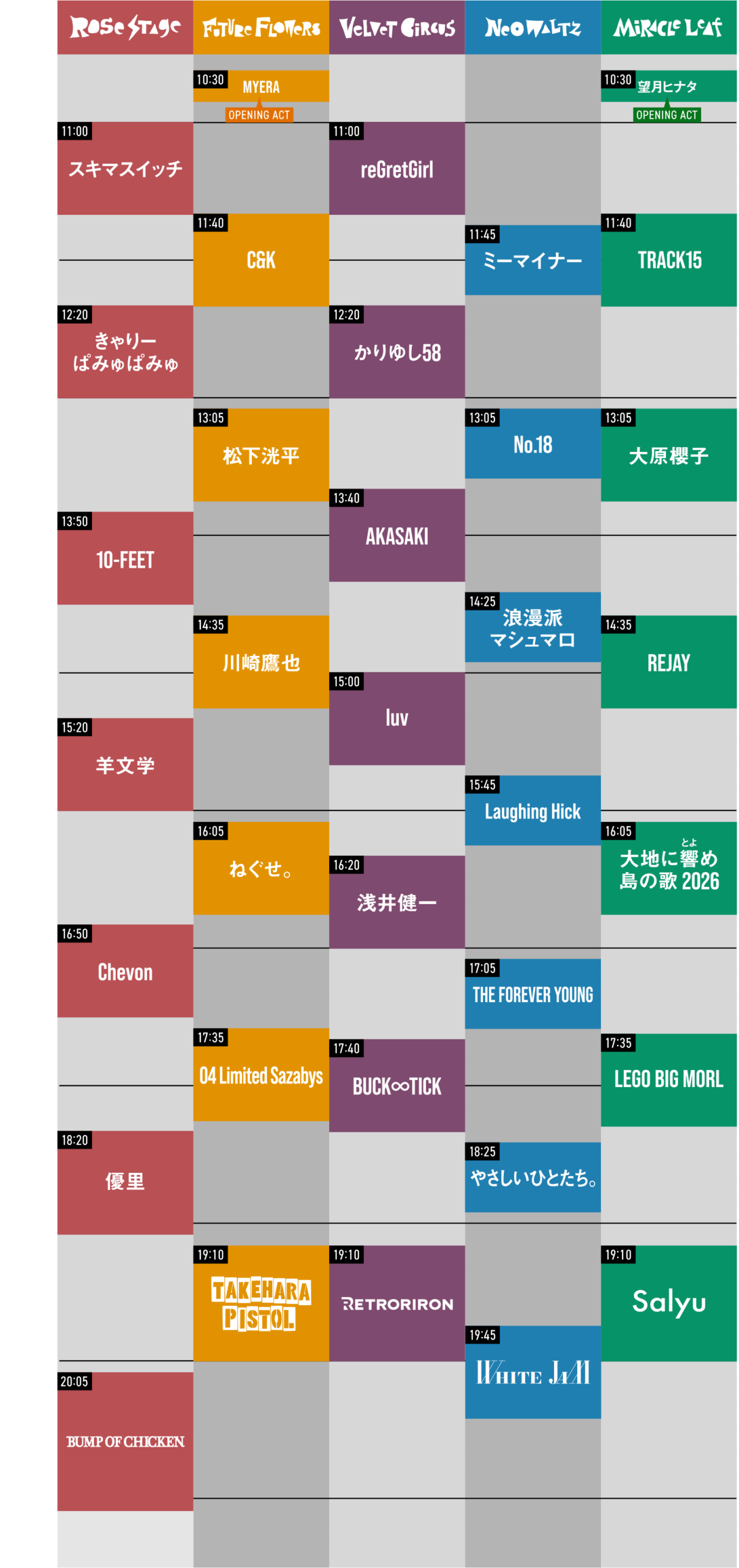 JOIN ALIVE 2026 Day1(7月18日)タイムテーブル