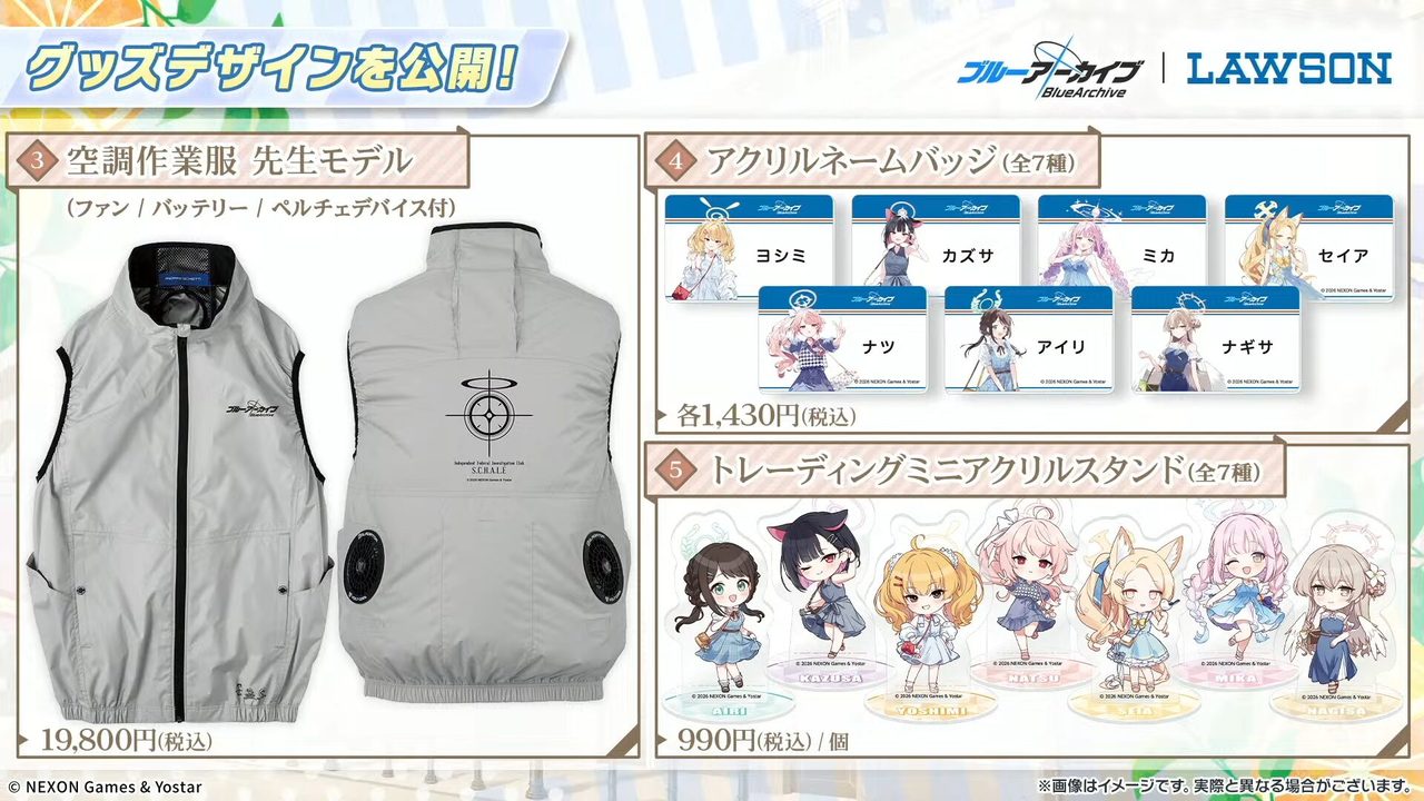 ブルーアーカイブ×ローソン アキバ・トリム店限定 空調作業服とアクリルネームバッジ