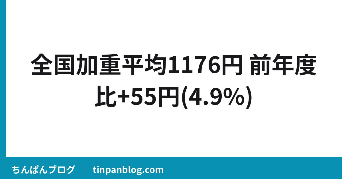 最低賃金2026年度 全国加重平均1176円 前年度比プラス55円 4.9パーセント