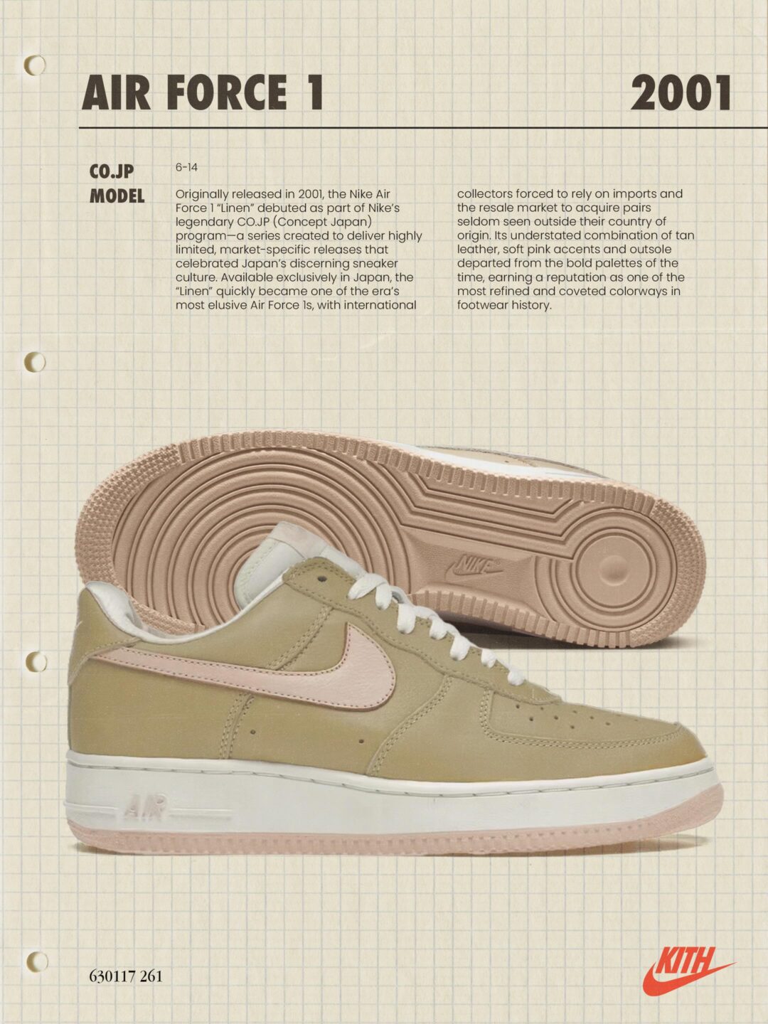 2001年発売のオリジナルAIR FORCE 1 Linen(CO.JPモデル)を紹介するアーカイブ資料