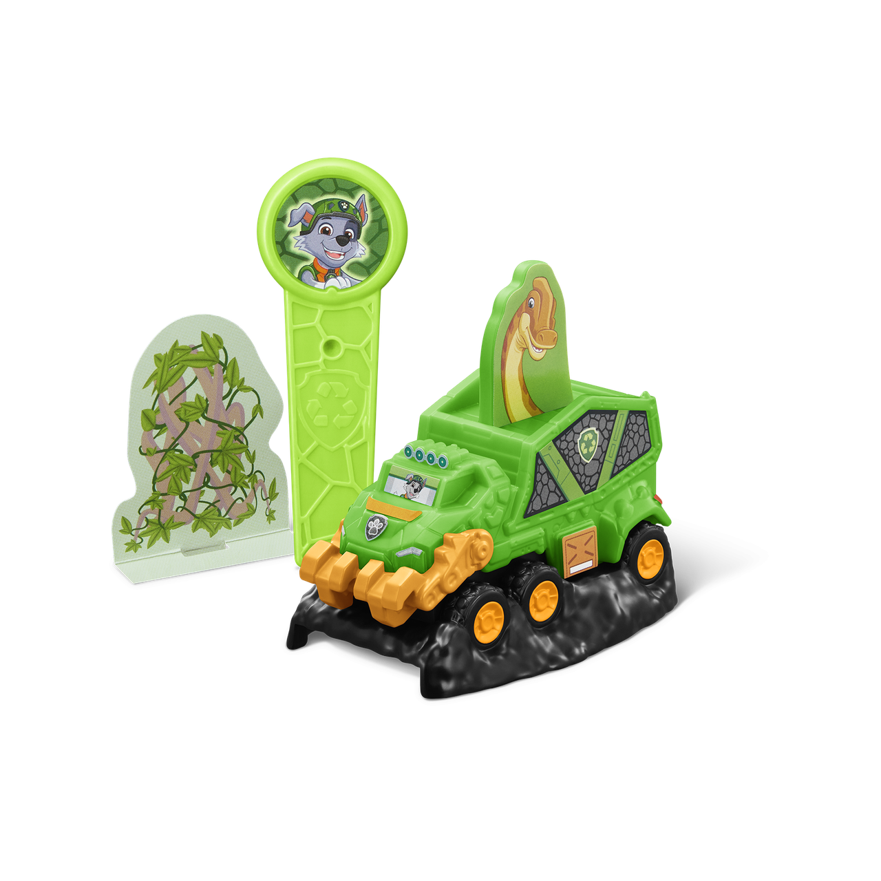 ハッピーセット パウ・パトロール ロッキーの緑のレスキュービークルとツタのマト