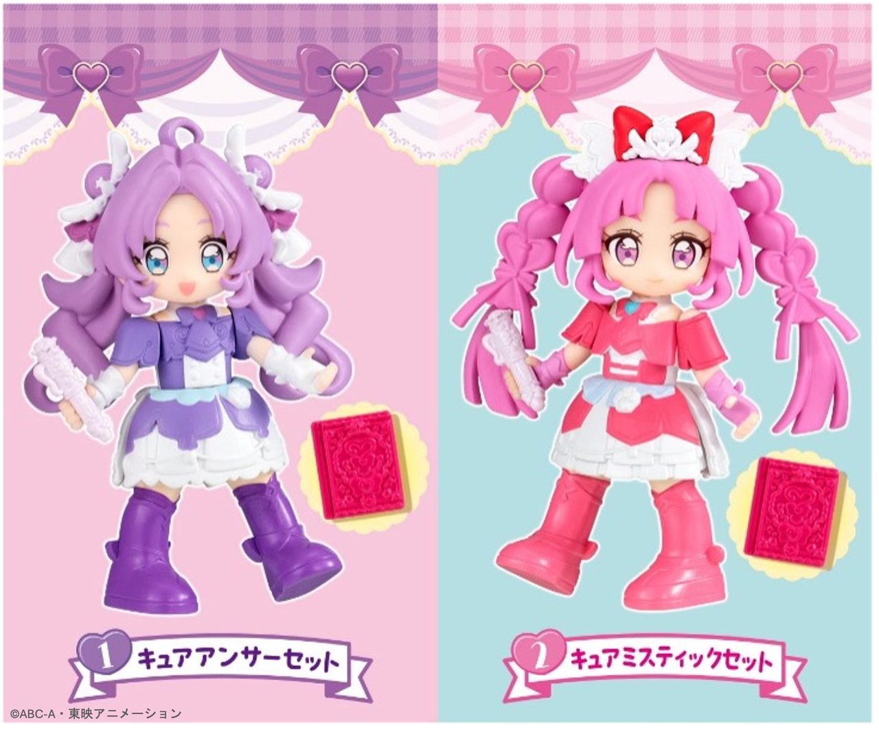 パーク内に展示されるぷりきゅーとフィギュア キュアアンサーとキュアミスティック