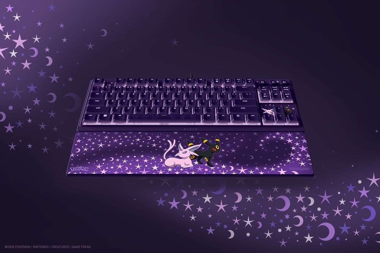 Razer Ornata V3 Tenkeyless Espeon and Umbreon Edition gaming keyboard