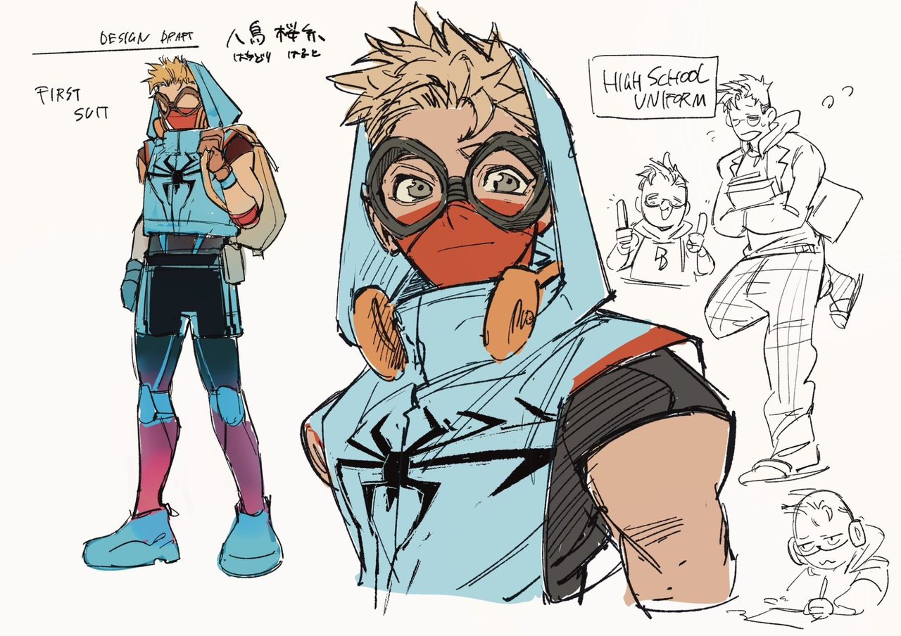スパイダーマン渋谷版のファーストスーツと高校生キャラクターデザイン