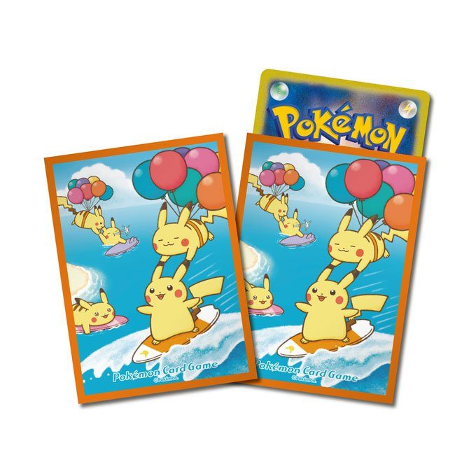 デッキシールド なみのりピカチュウ＆そらをとぶピカチュウ オレンジのデザイン