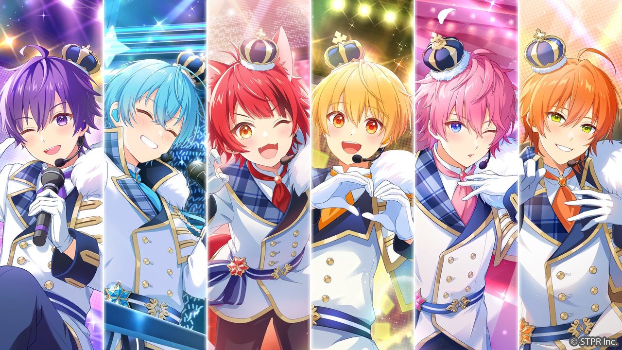すとぷりのメンバーがステージ衣装で歌唱するイラスト