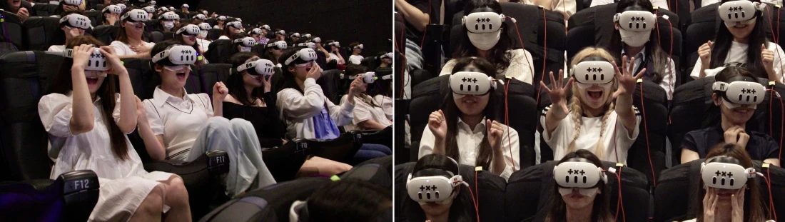 TOMORROW X TOGETHER VRコンサート会場でVRゴーグルを装着する来場者