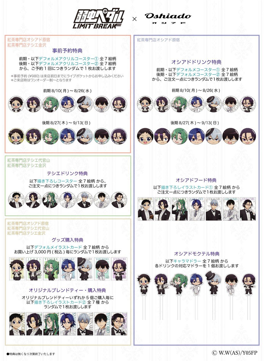 弱虫ペダル×オシアド 各種来店特典の詳細一覧