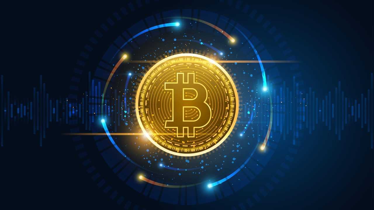 デジタルなビットコインのイメージイラスト