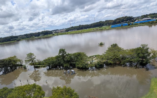 千葉県我孫子市周辺で発生した豪雨による冠水の様子