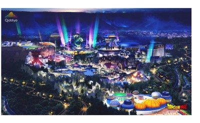 サウジアラビア版ドラゴンボールパークの夜景全景コンセプトアート