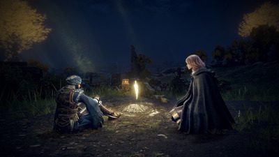 エルデンリング 焚火を囲むキャラクター2人