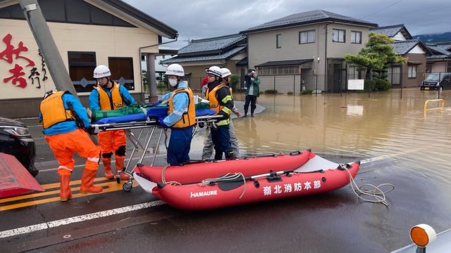 浸水した工場敷地の様子