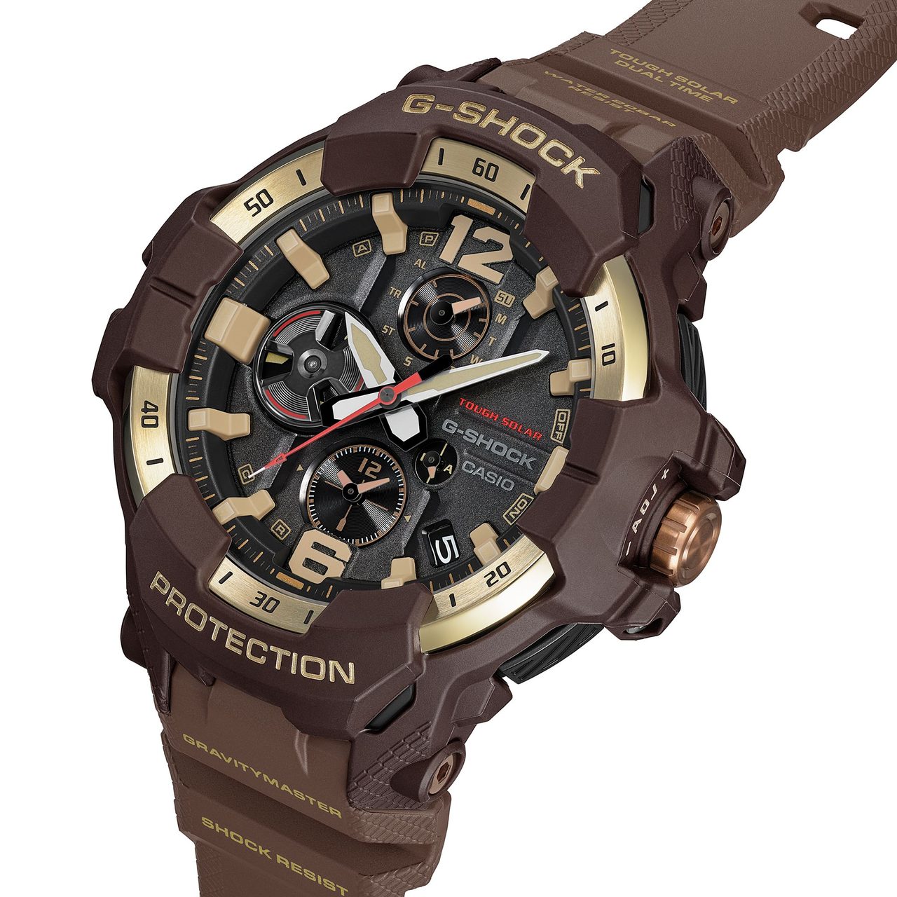 G-SHOCK MASTER IN HORIZON GOLD GR-B300H-5AJF クロノグラフ部分のディテール