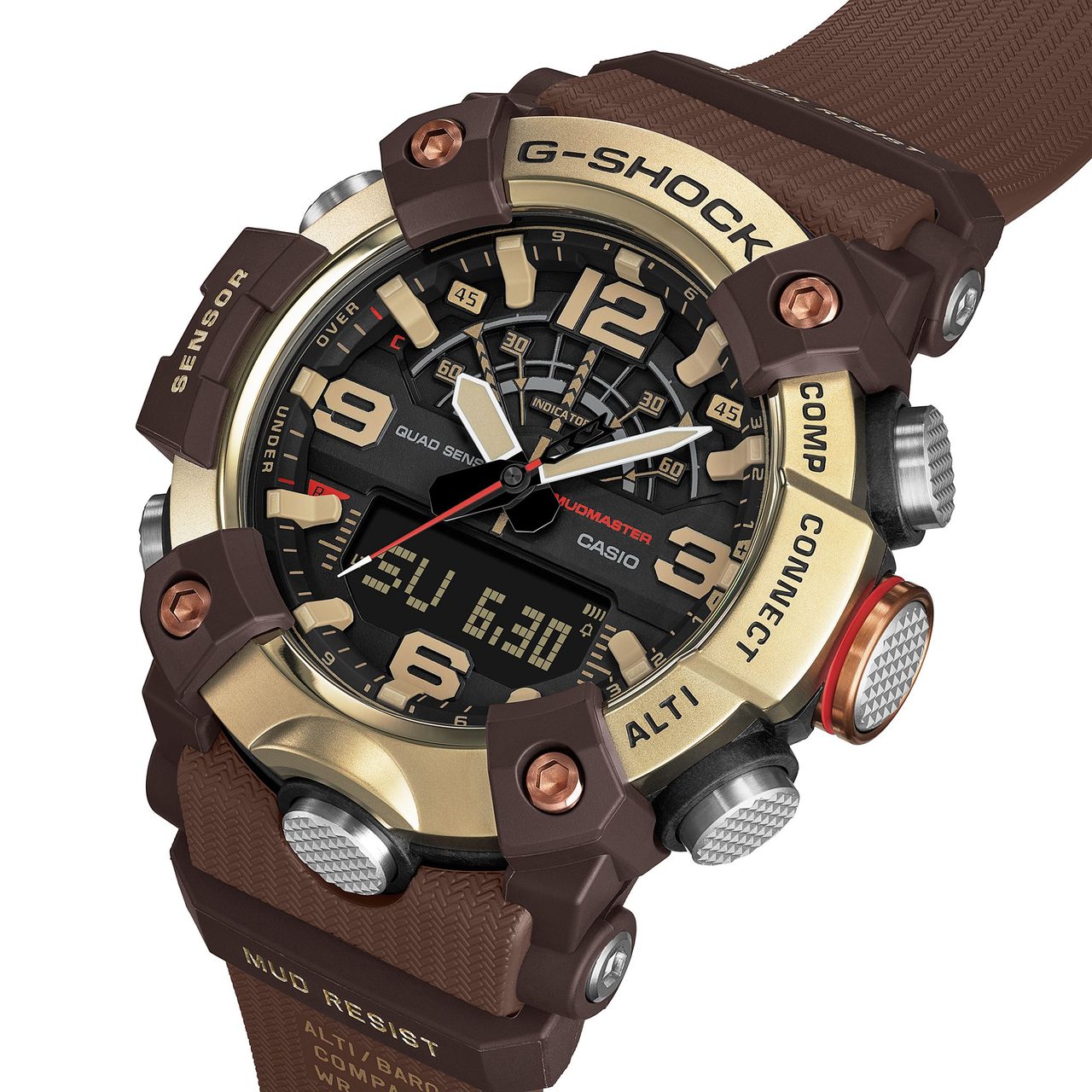 G-SHOCK MASTER IN HORIZON GOLD GG-B100XMH-5AJF サイドボタン・センサー部のディテール