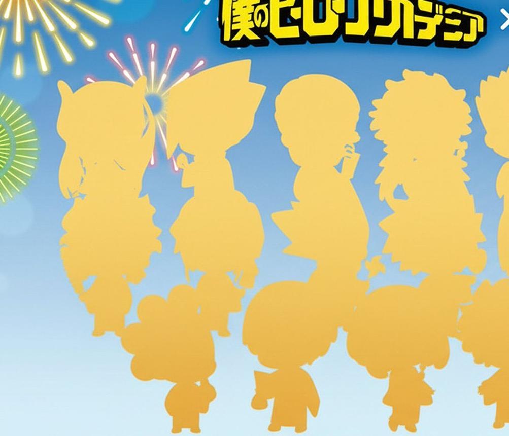 ヒロアカ×and GALLERY コラボカフェ キャラクターシルエット 左側4人