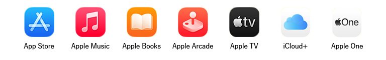 対象サービス App Store Apple Music Apple Books Apple Arcade Apple TV iCloud+ Apple One