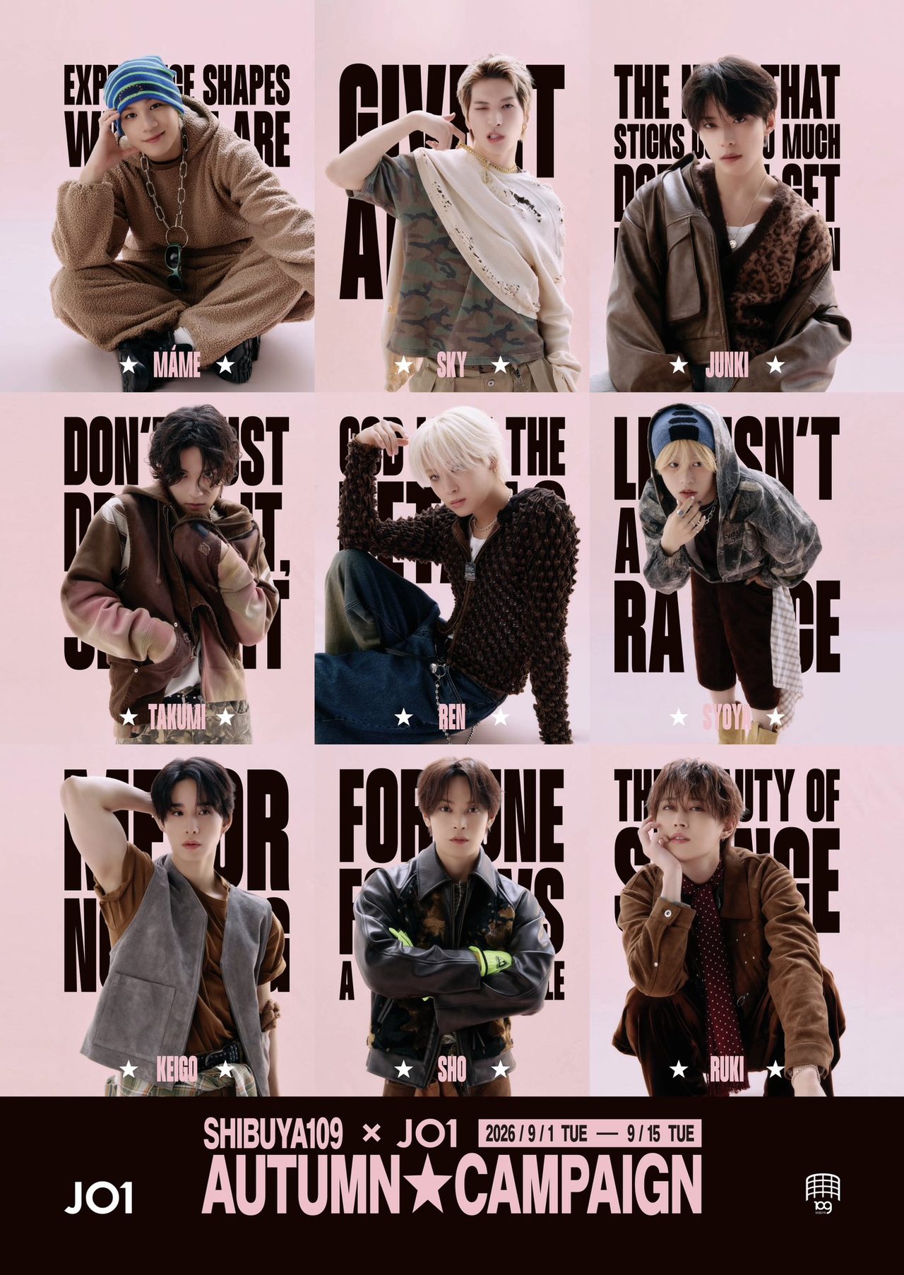 JO1メンバー個別ビジュアル SHIBUYA109×JO1 AUTUMN CAMPAIGN