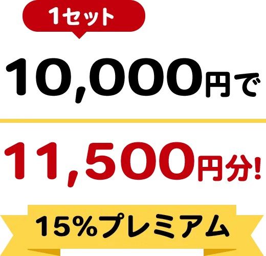 1万円で11,500円分のお買い物ができる15%お得なプレミアム付商品券