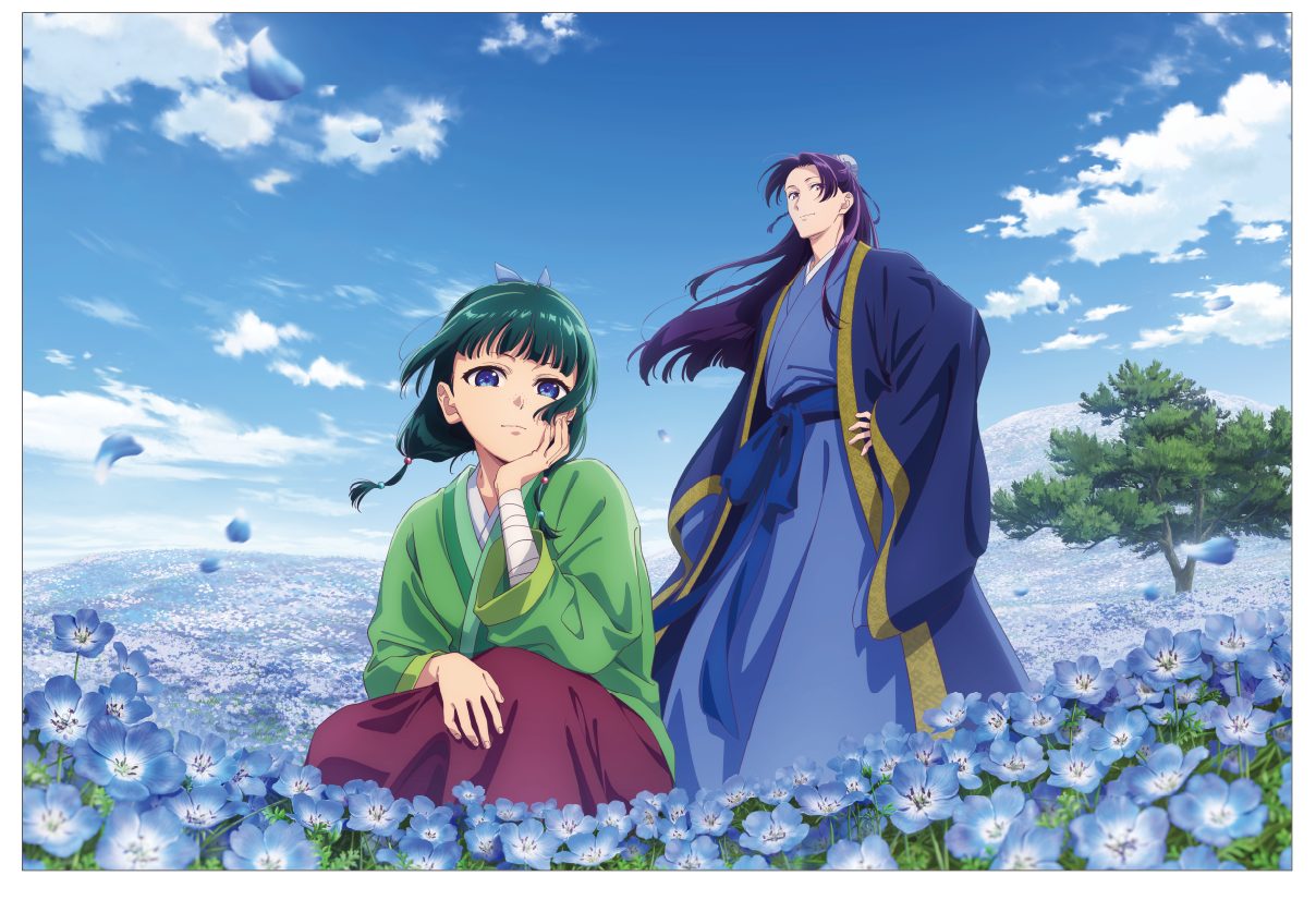 薬屋のひとりごと猫猫と壬氏が茨城県の花畑に立つビジュアル