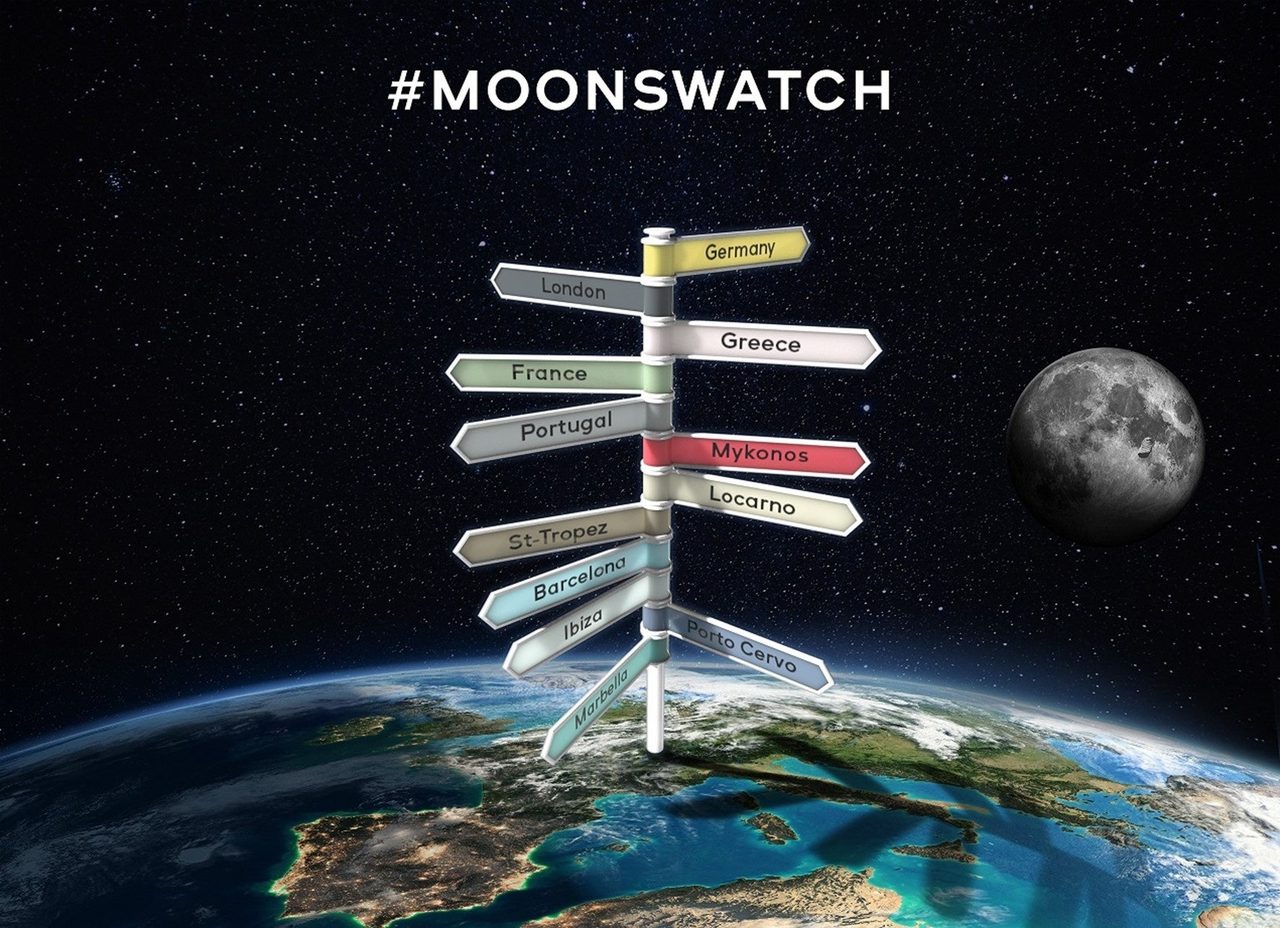 MoonSwatchワールドツアー 各都市の看板ビジュアル