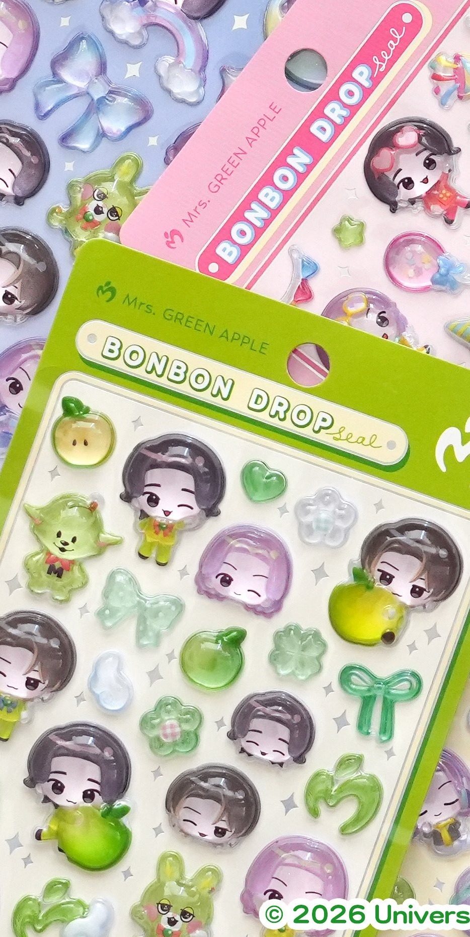Mrs.GREEN APPLE×ボンボンドロップシール グリーン台紙のデザイン詳細