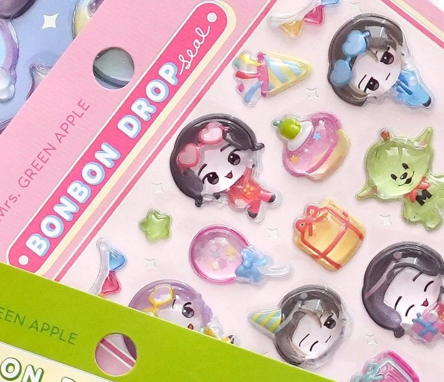 Mrs.GREEN APPLE×ボンボンドロップシール ピンク台紙のデザイン詳細