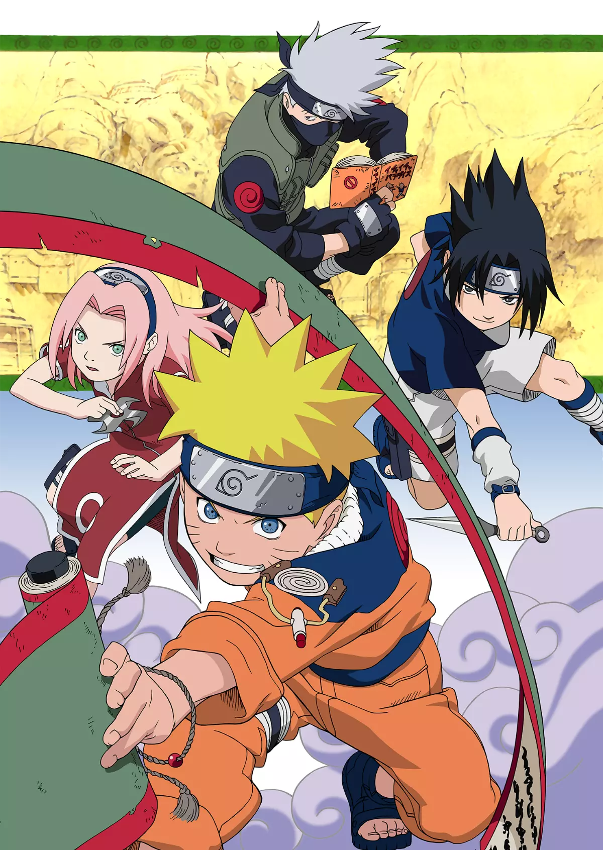 NARUTOのうずまきナルト・うちはサスケ・春野サクラ・はたけカカシが並ぶ第7班の公式ビジュアル