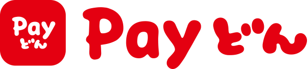 Payどんの公式ロゴマーク、赤色のPayどんアイコンとロゴタイプ
