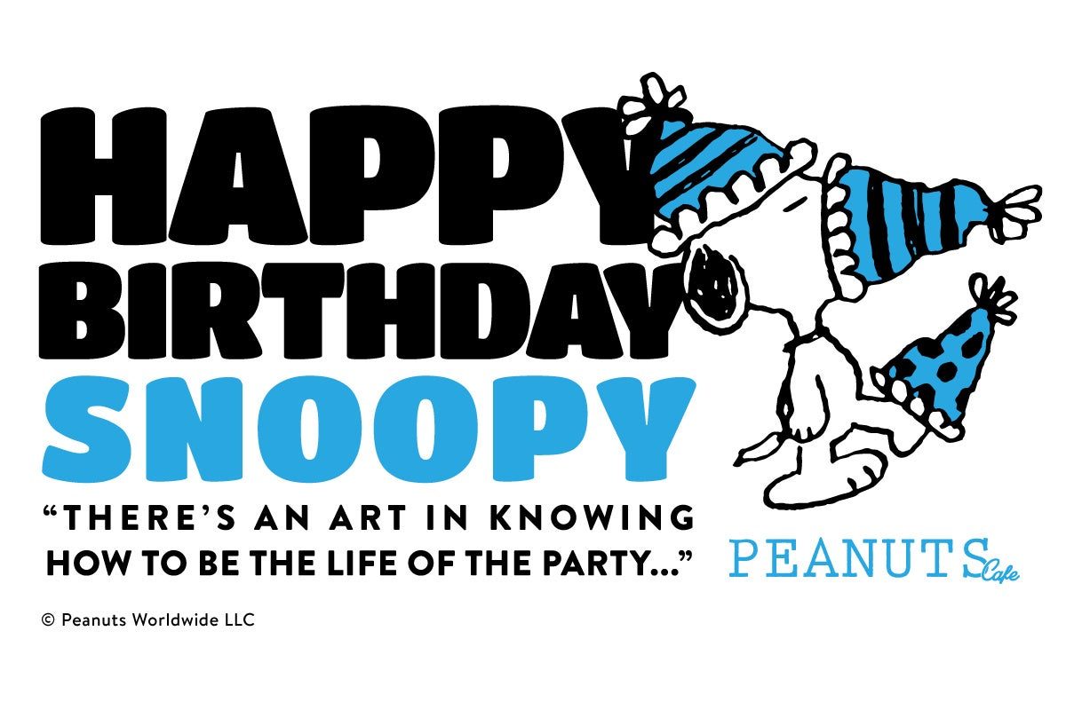 PEANUTS Caféで開催中のHAPPY BIRTHDAY SNOOPY 2026フェアの告知ビジュアル